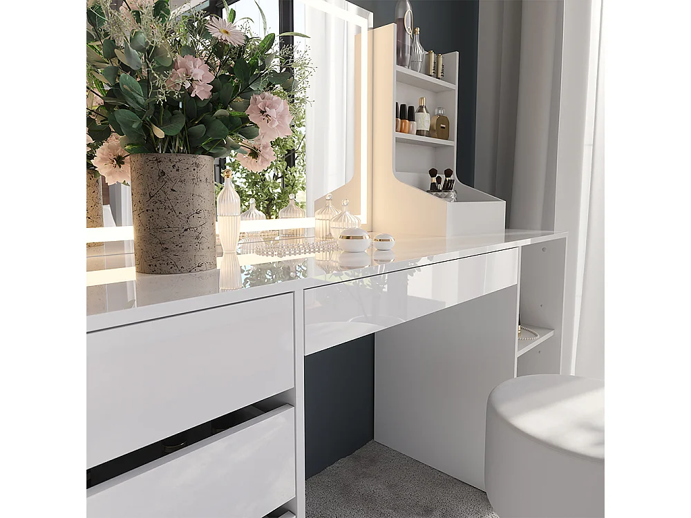 Coiffeuse blanc/blanc brillant 158.2x50.1x76 sherry