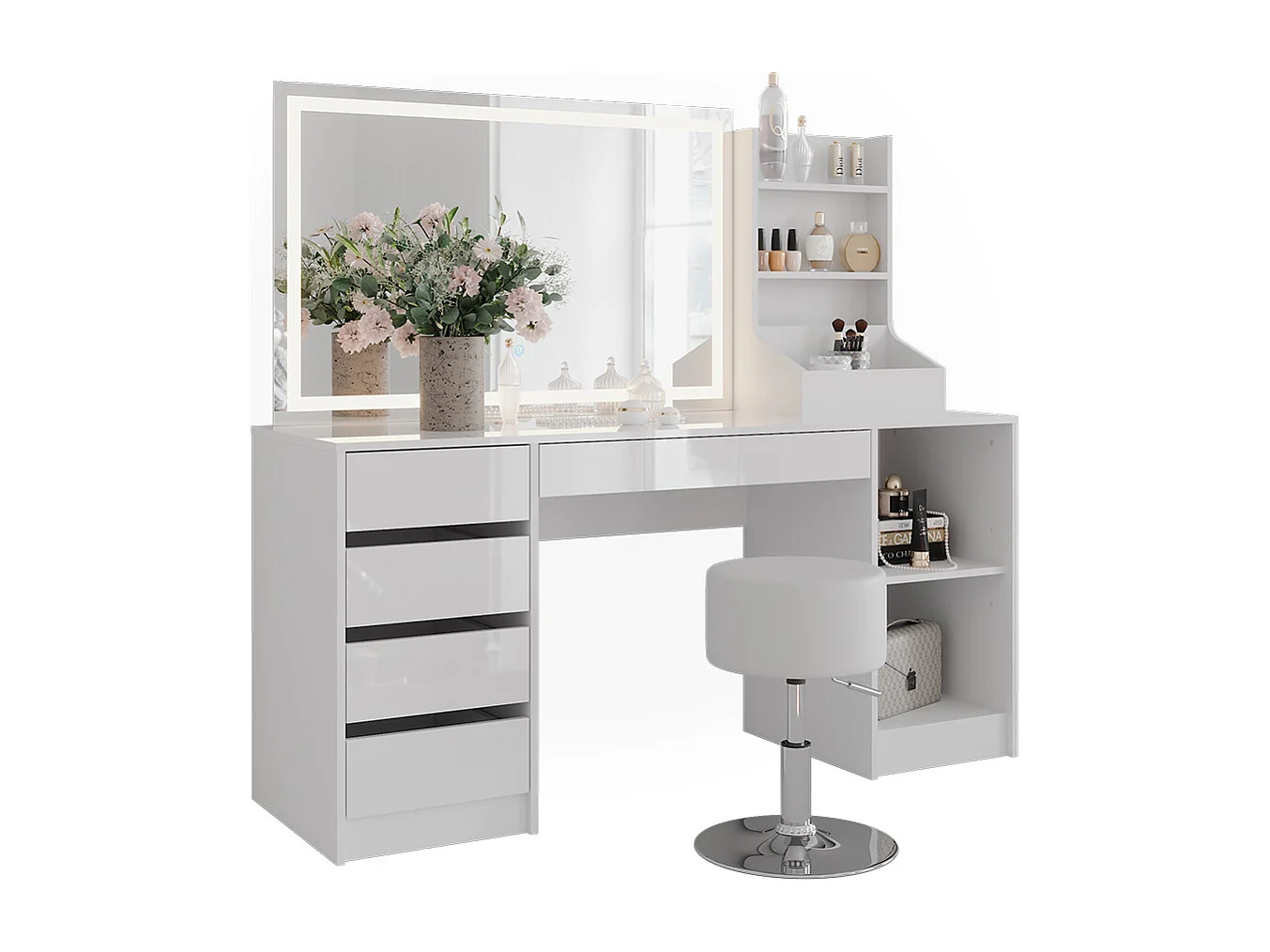 Vanity table white/white high gloss 158.2x50.1x76 sherry