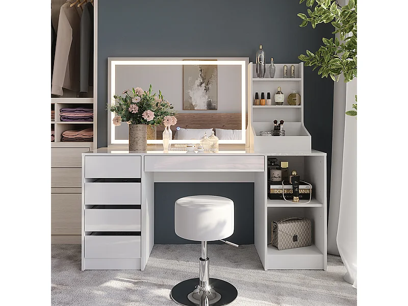 Coiffeuse blanc/blanc brillant 158.2x50.1x76 sherry