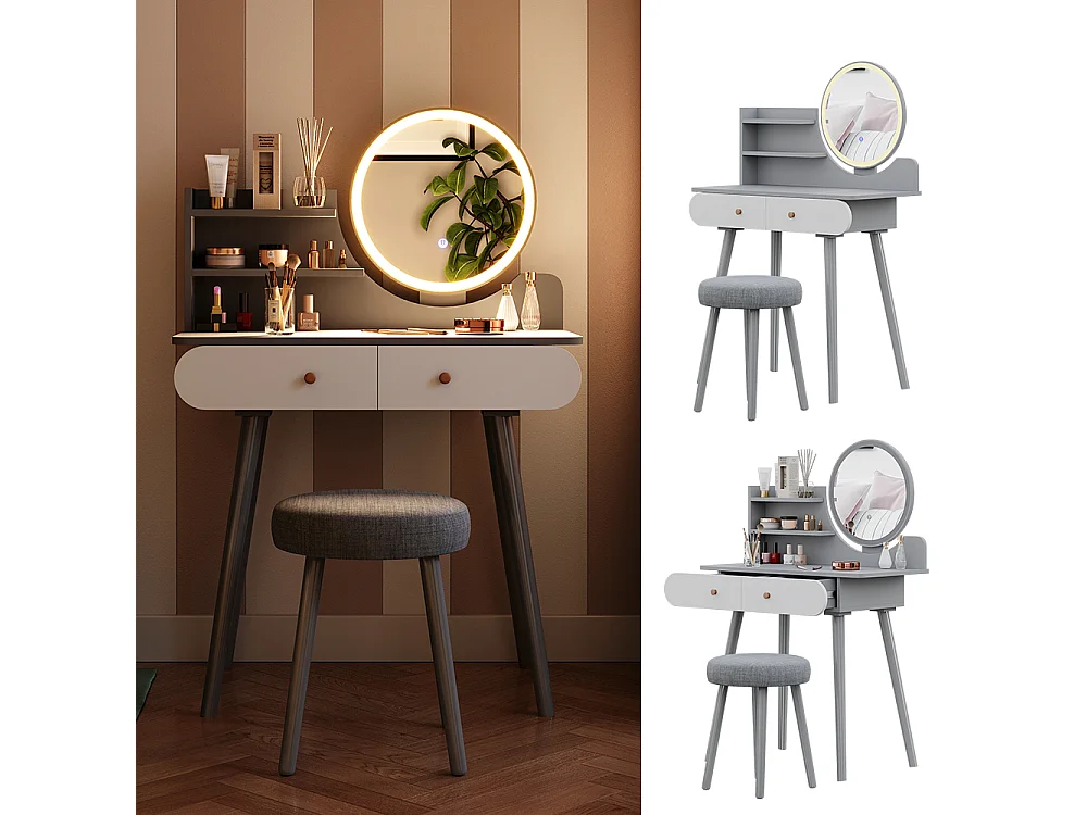 Coiffeuse gris 80x40x121 edda