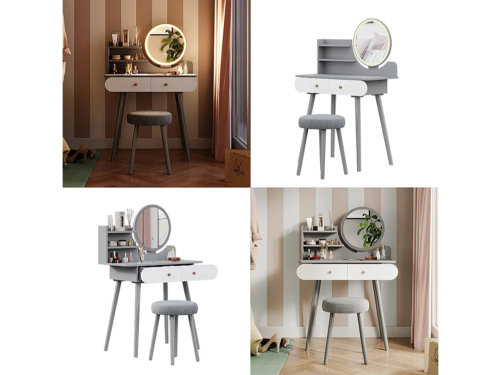 Coiffeuse gris 80x40x121 edda