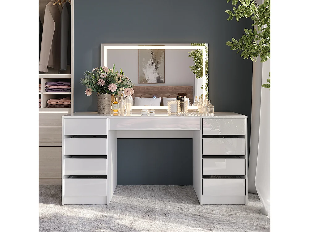 Kaptafel met licht wit/wit hoogglans 158.2x50.1x76 sherry