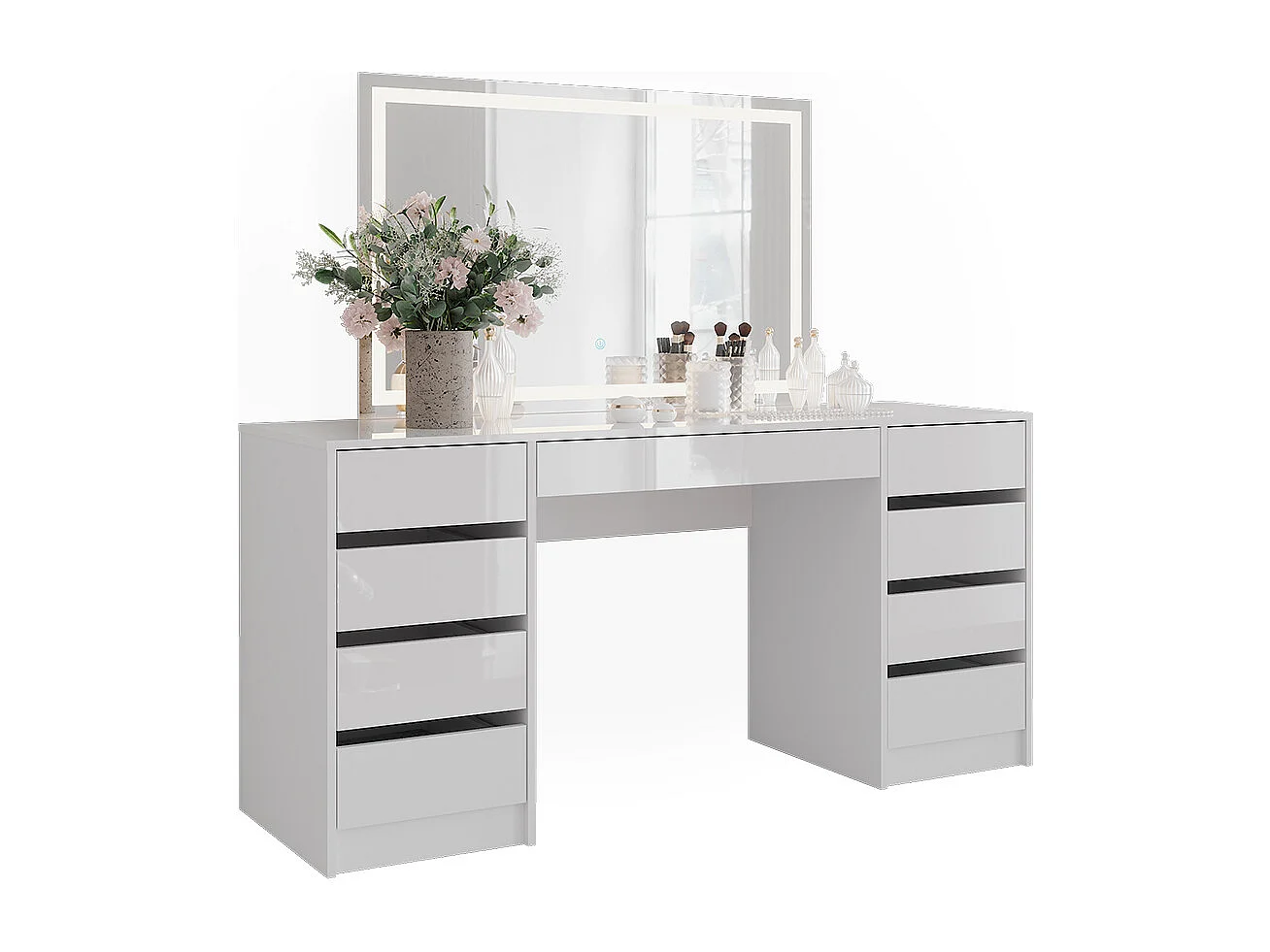 Kaptafel met licht wit/wit hoogglans 158.2x50.1x76 sherry