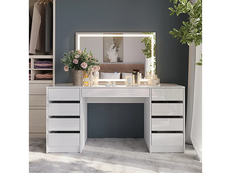 Kaptafel met licht wit/wit hoogglans 158.2x50.1x76 sherry