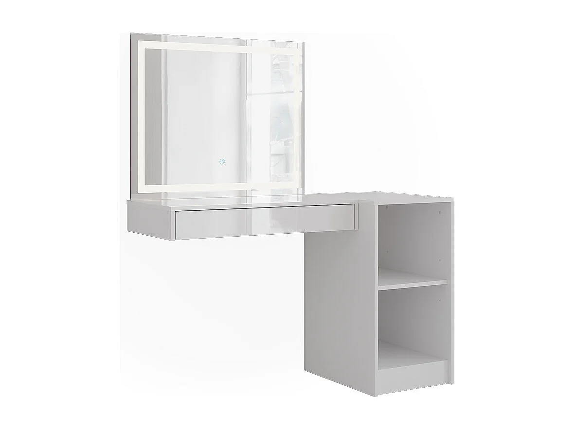 Schminktisch weiß/weiß hochglanz 120x50.1x76 sherry