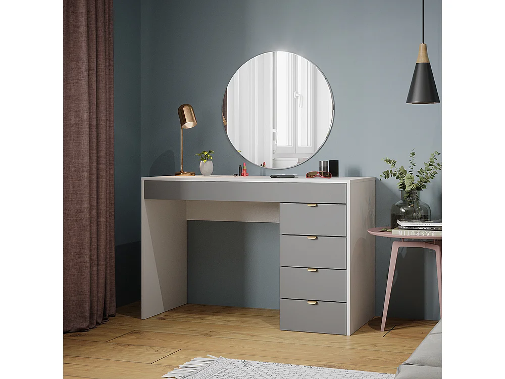 Coiffeuse blanc/gris/gris 115x55x76 elise