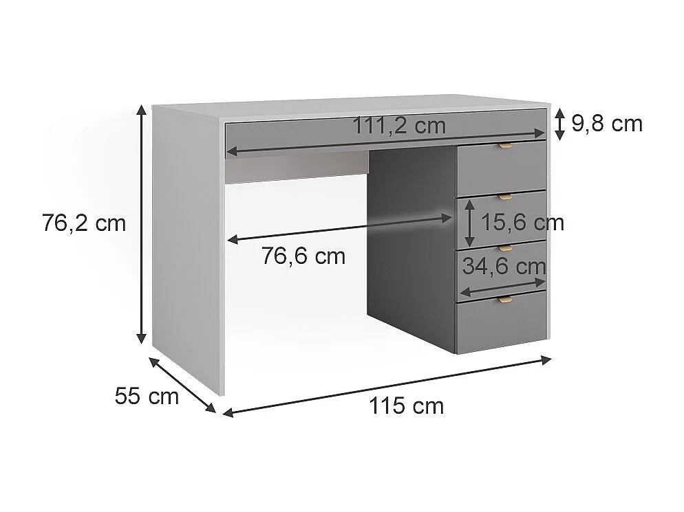 Coiffeuse blanc/gris/gris 115x55x76 elise