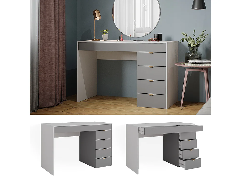 Tavolo da toeletta bianco/grigio/grigio 115x55x76 elise