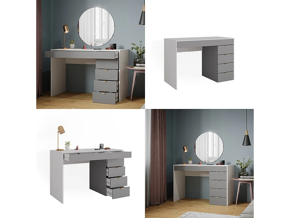 Tavolo da toeletta bianco/grigio/grigio 115x55x76 elise