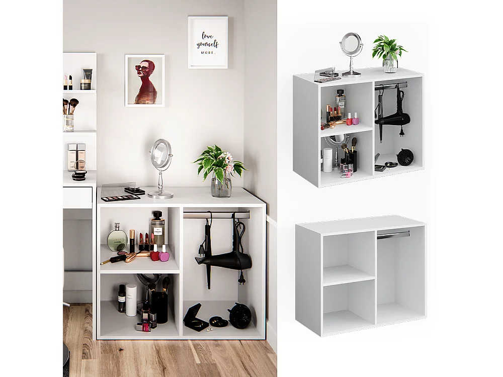 Kommodebordsgarderobe hvid 80.1x40x65 isabelle