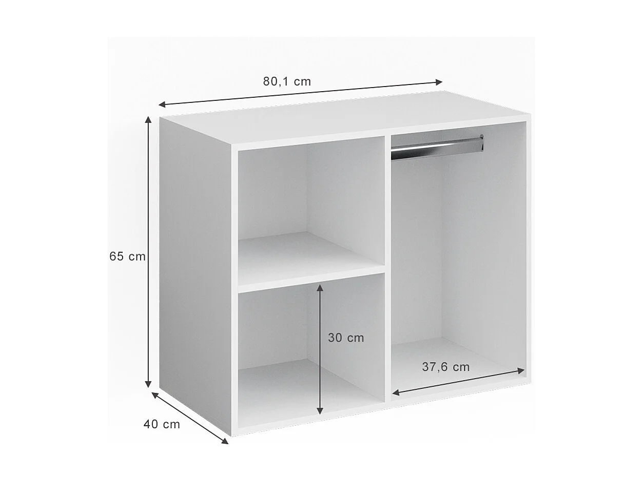 Kommodebordsgarderobe hvid 80.1x40x65 isabelle