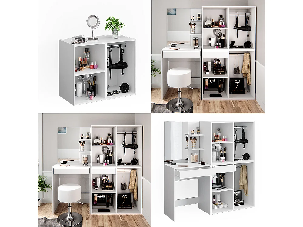 Kommodebordsgarderobe hvid 80.1x40x65 isabelle