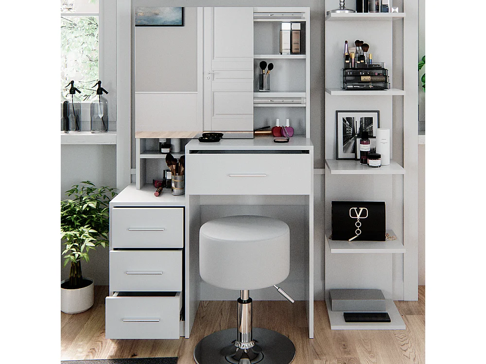 Makeupbord hvid 80x36x131.6 conrada