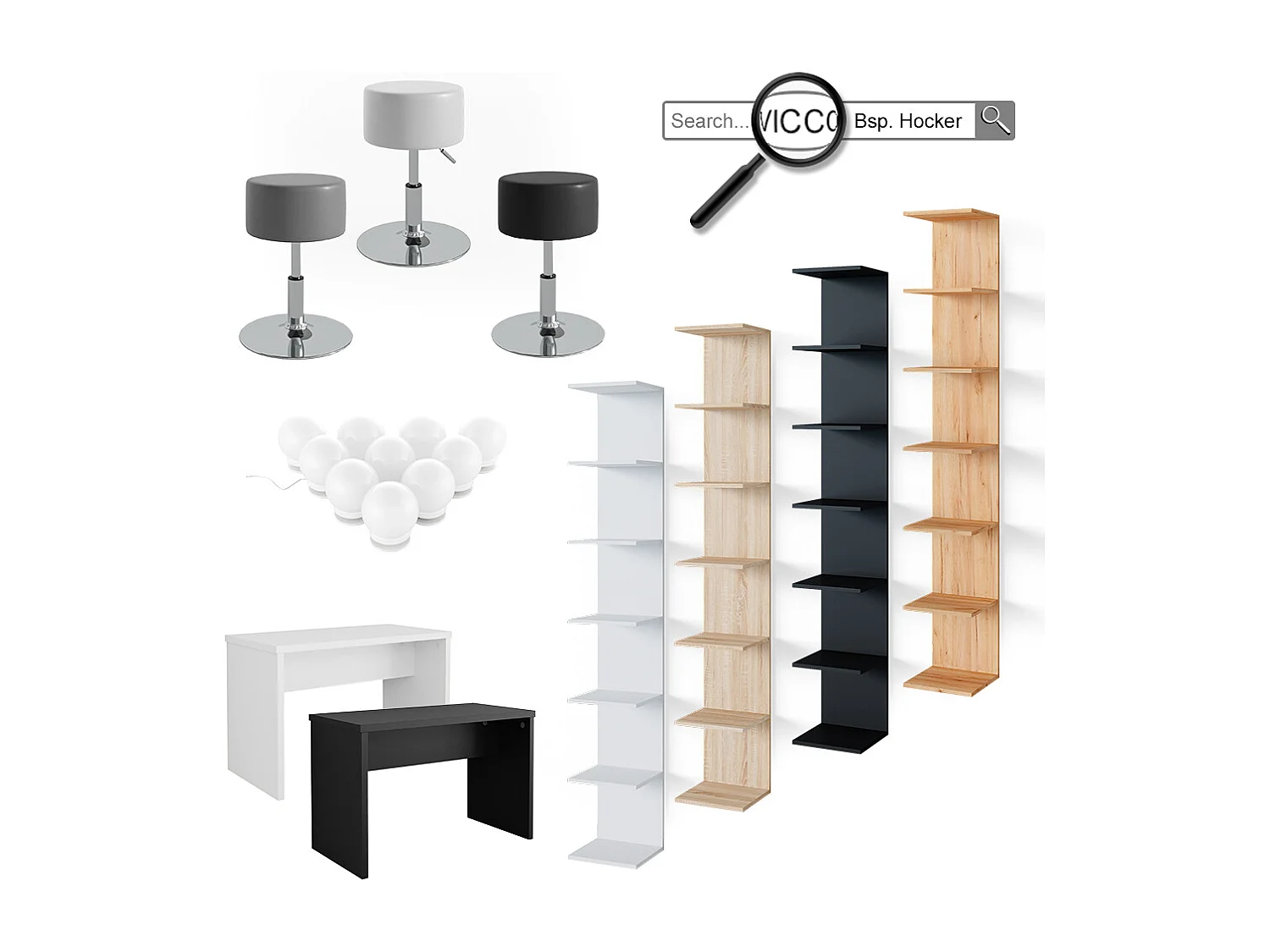 Makeupbord hvid 80x36x131.6 conrada