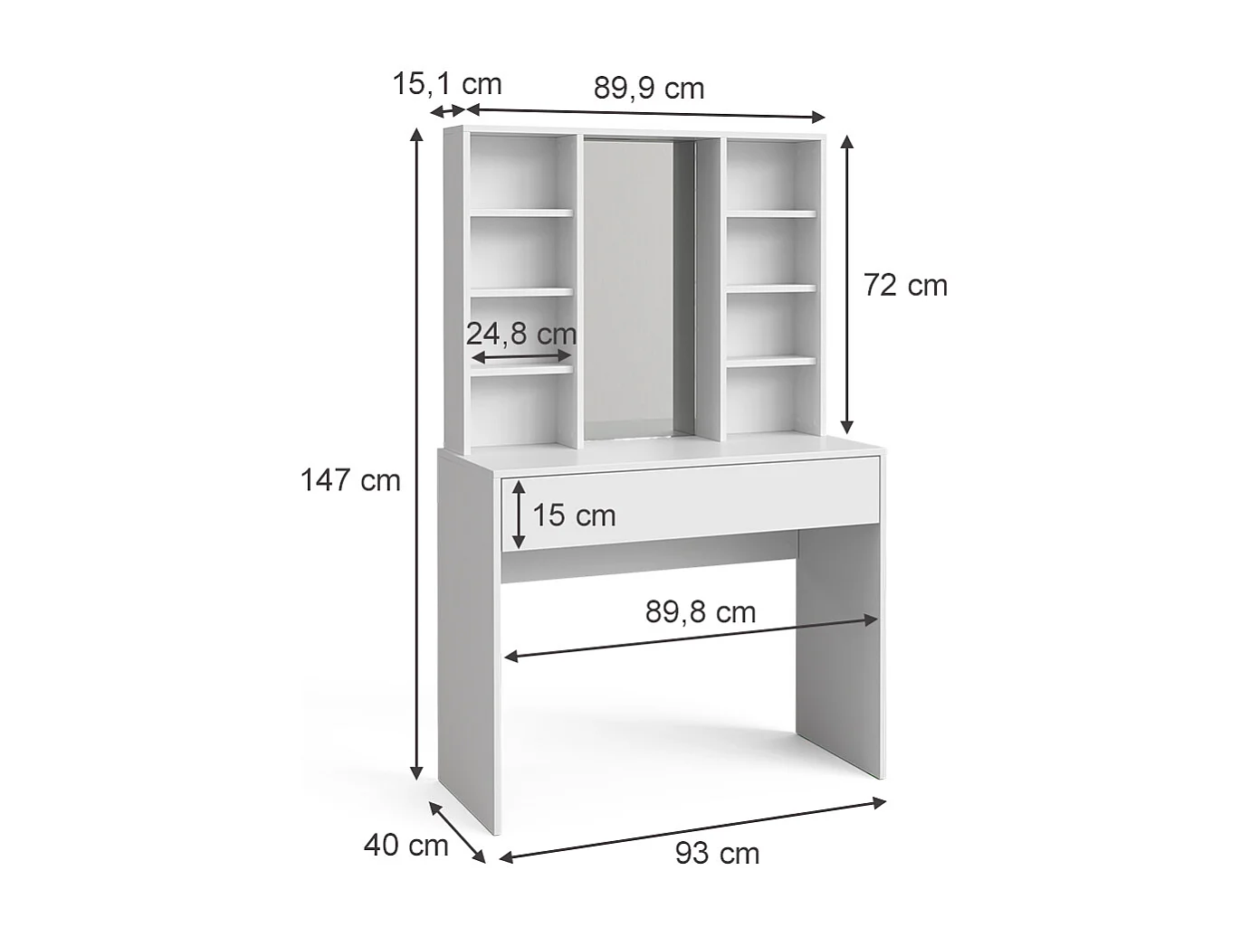Coiffeuse blanc 93x40x147 alexa