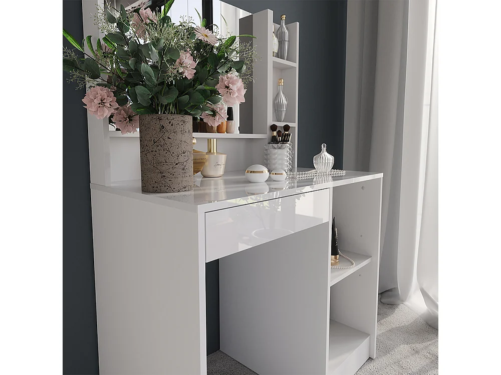 Vanity table white/white high gloss 89.8x50.1x76 sherry