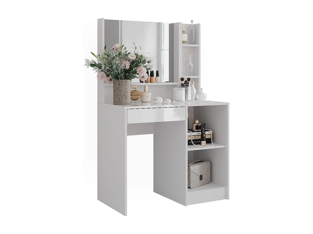 Vanity table white/white high gloss 89.8x50.1x76 sherry