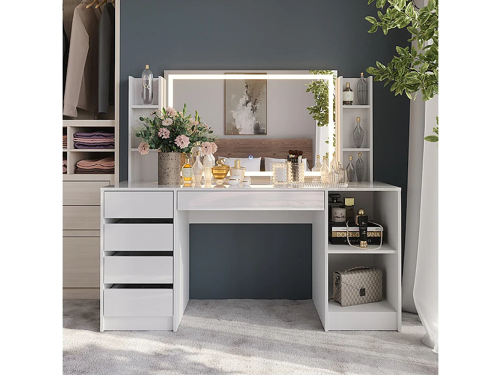 Kaptafel met licht wit/wit hoogglans 158.2x50.1x76 sherry