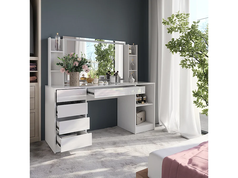 Kaptafel met licht wit/wit hoogglans 158.2x50.1x76 sherry