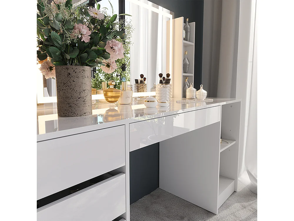 Kaptafel met licht wit/wit hoogglans 158.2x50.1x76 sherry