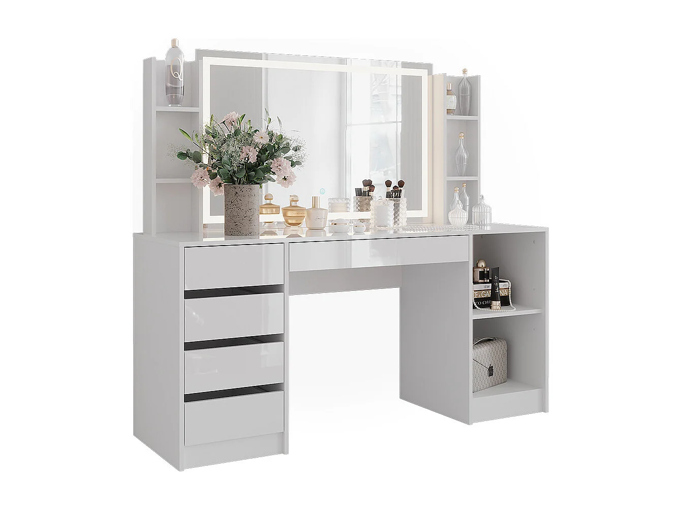 Kaptafel met licht wit/wit hoogglans 158.2x50.1x76 sherry