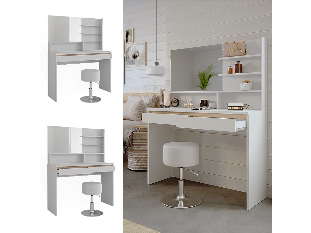 Coiffeuse blanc 120x41.8x83 emma