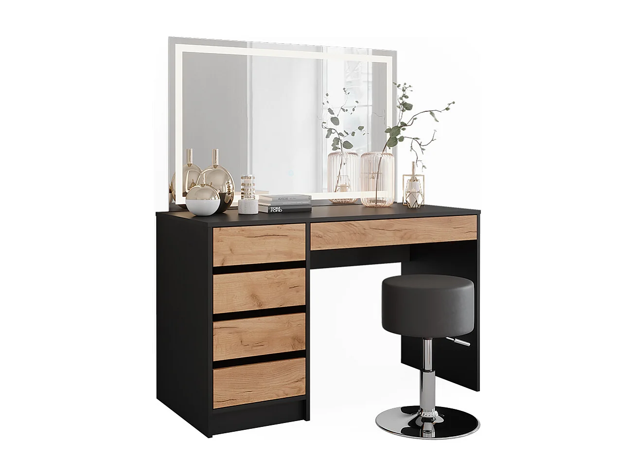 Tocador antracita/roble dorado 120x55x75 sherry