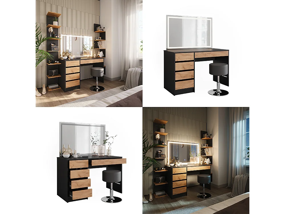 Tocador antracita/roble dorado 120x55x75 sherry