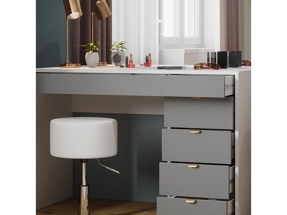 Coiffeuse blanc/gris/gris 115x55x76 elise