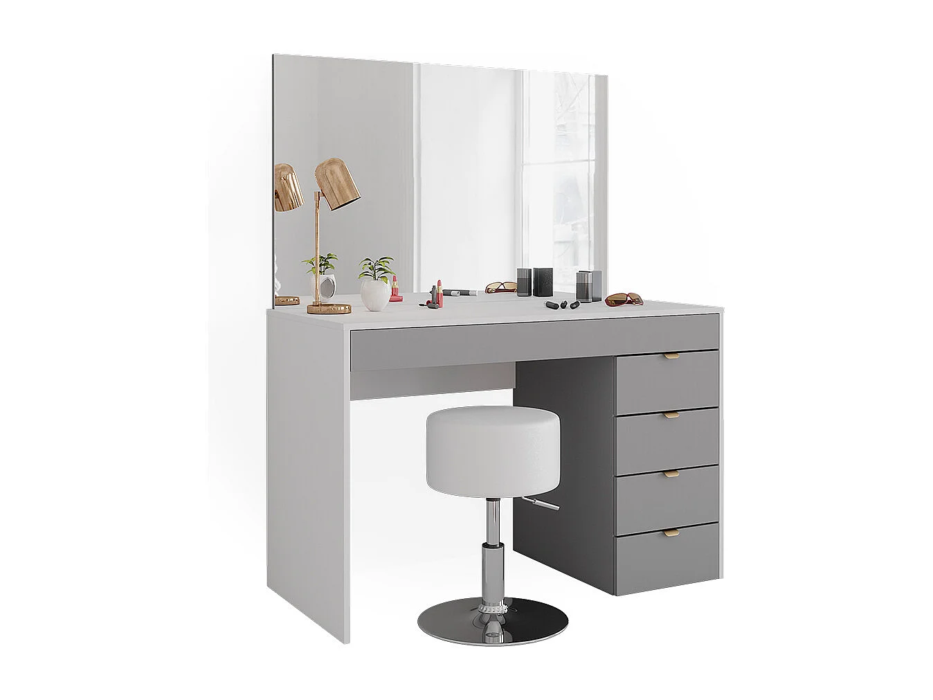 Coiffeuse blanc/gris/gris 115x55x76 elise