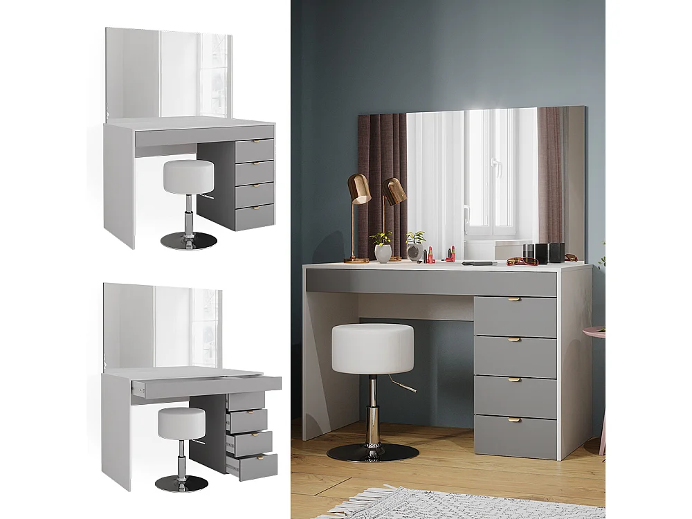 Vanity table white/grey/grey 115x55x76 elise