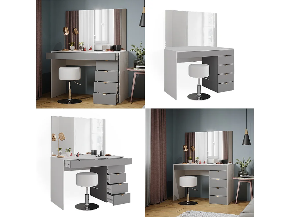 Vanity table white/grey/grey 115x55x76 elise