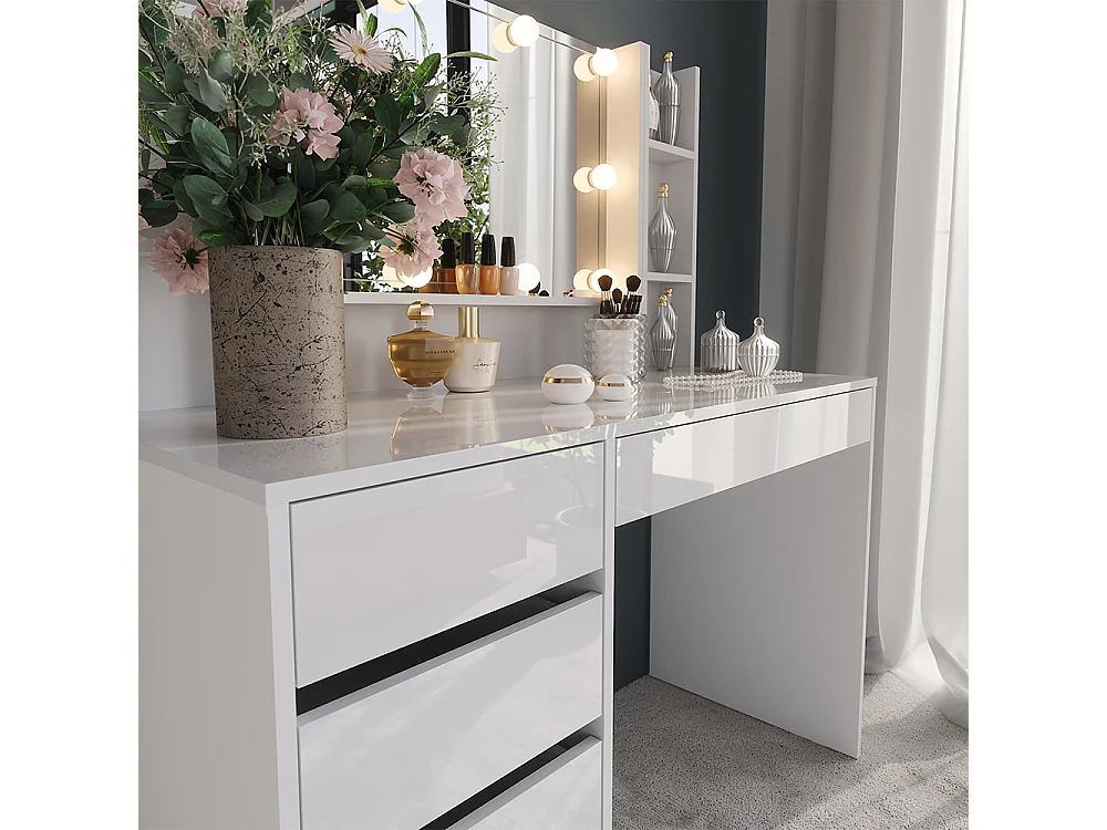 Coiffeuse blanc/blanc brillant 119.8x50.1x76 sherry