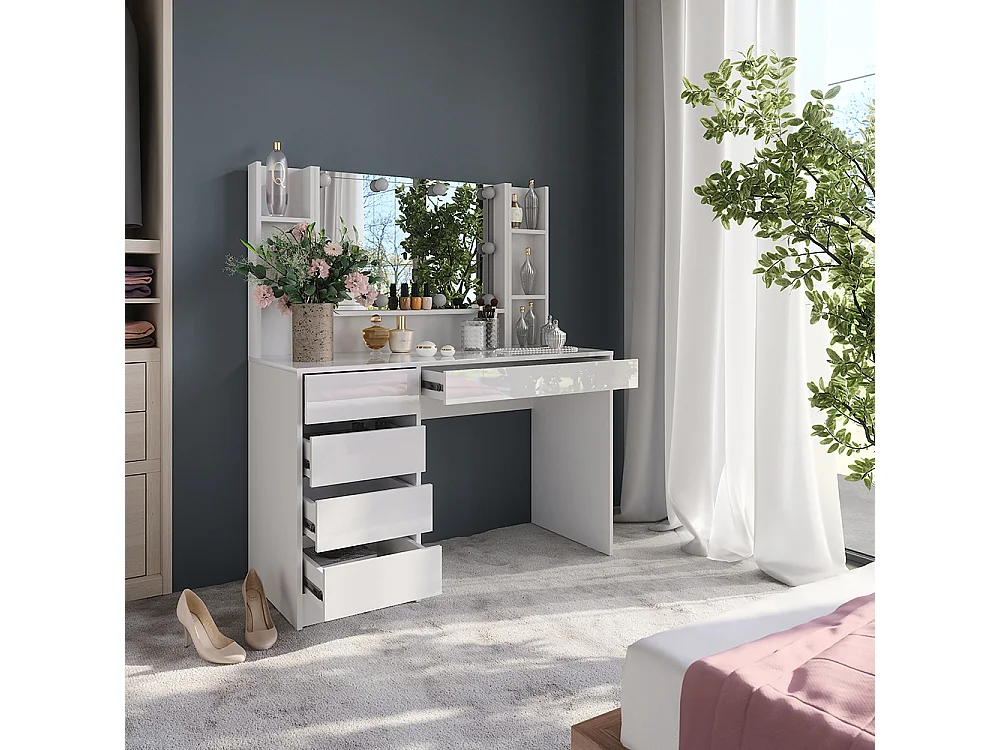 Coiffeuse blanc/blanc brillant 119.8x50.1x76 sherry