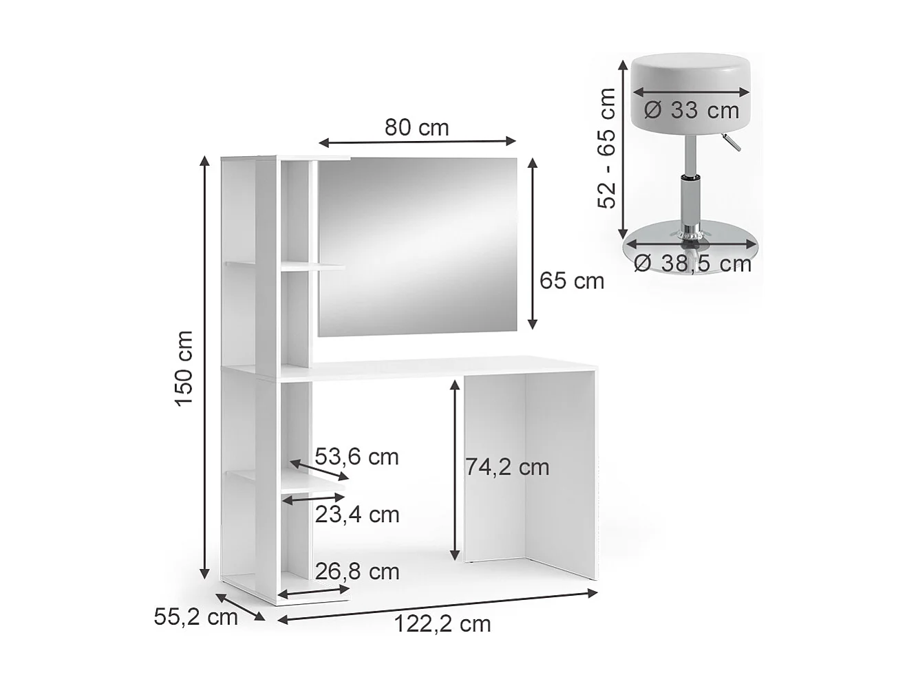 Coiffeuse blanc 122.2x55.2x75.8 tower