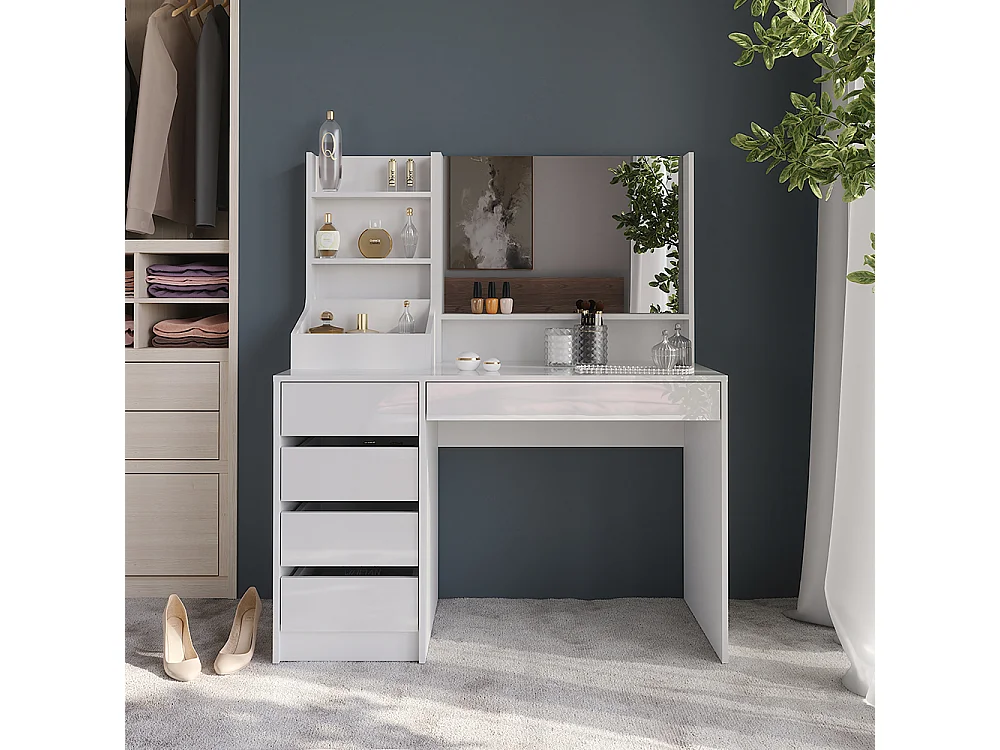 Vanity table white/white high gloss 119.8x50.1x76 sherry