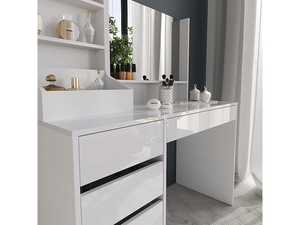 Vanity table white/white high gloss 119.8x50.1x76 sherry