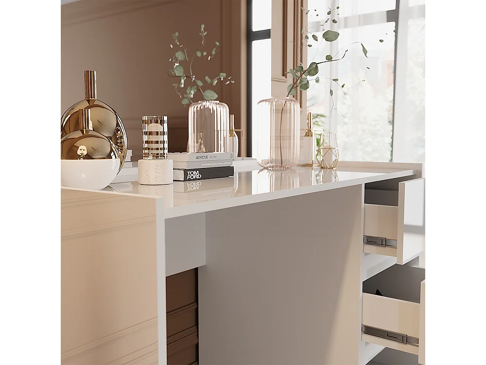 Coiffeuse blanc haute brillance 120x60x78.6 marla