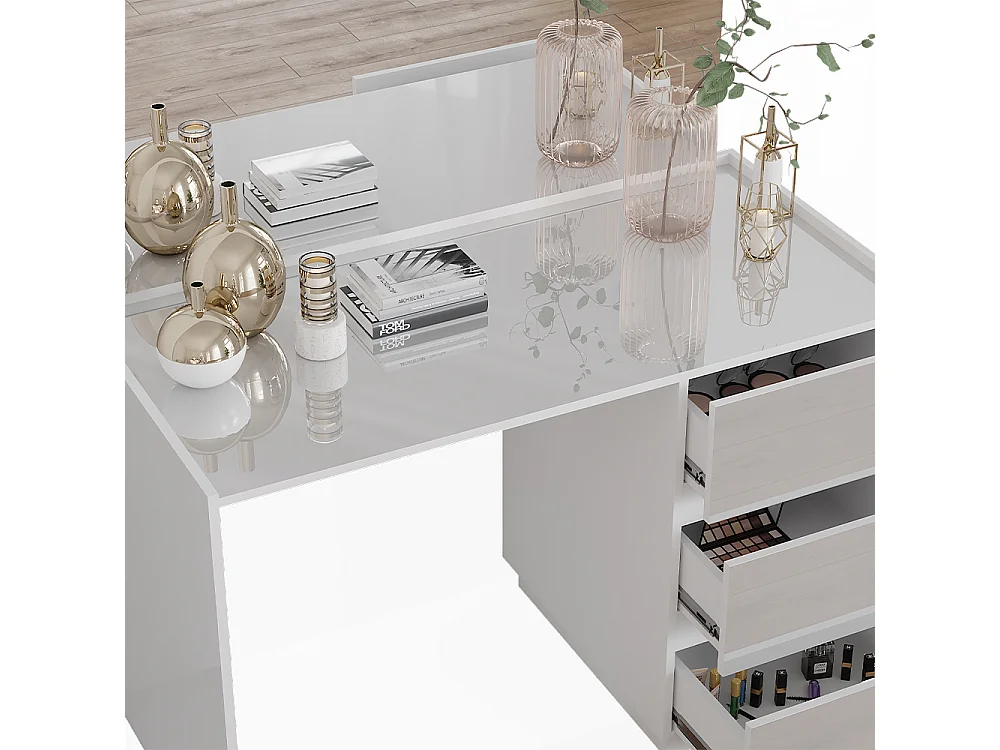 Coiffeuse blanc haute brillance 120x60x78.6 marla