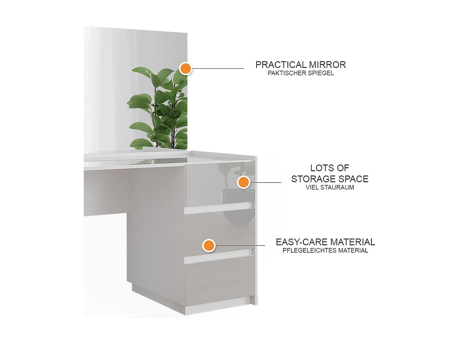 Toaletka biały wysoki połysk 120x60x78.6 marla