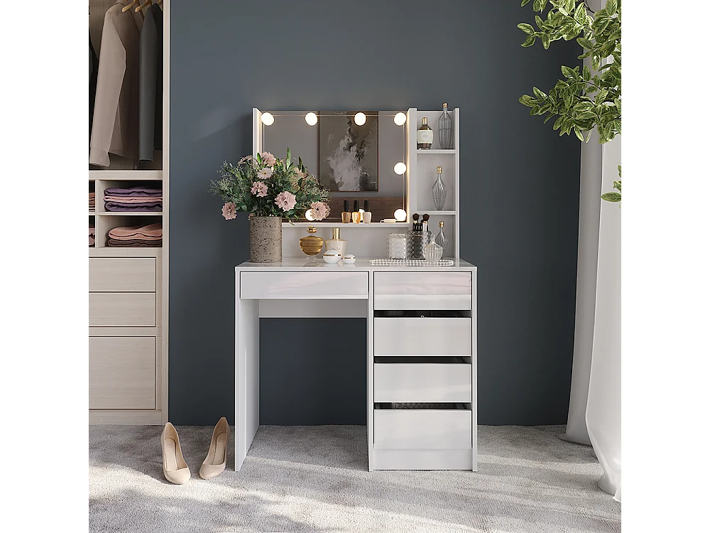 Coiffeuse blanc/blanc brillant 89.8x50.1x76 sherry