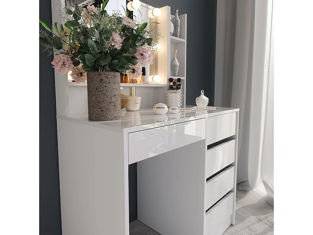 Coiffeuse blanc/blanc brillant 89.8x50.1x76 sherry