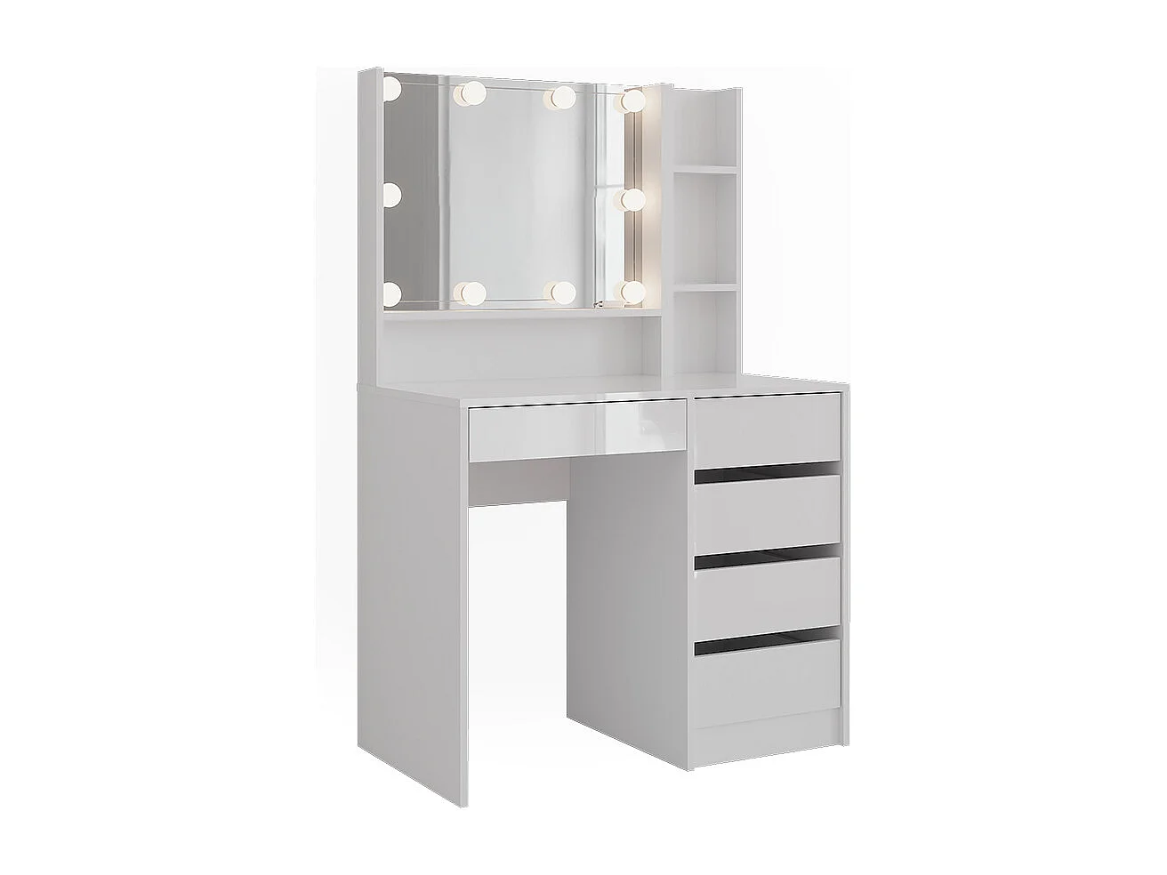 Schminktisch weiß/weiß hochglanz 89.8x50.1x76 sherry