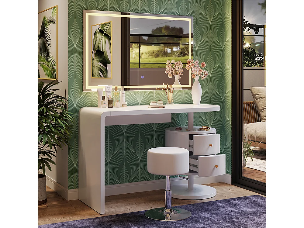 Kaptafel set met kruk wit 120x50x76 lara