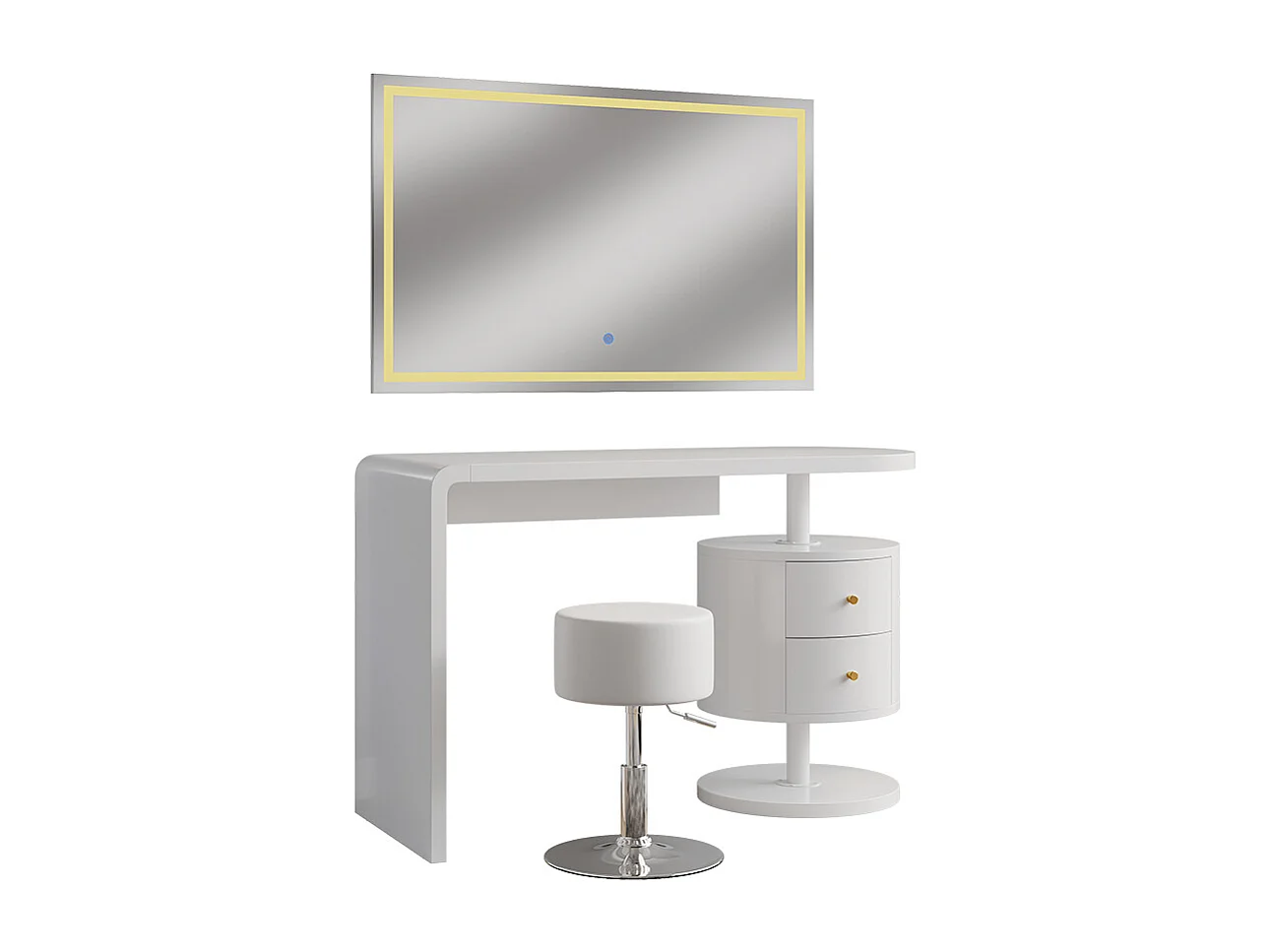 Kaptafel set met kruk wit 120x50x76 lara