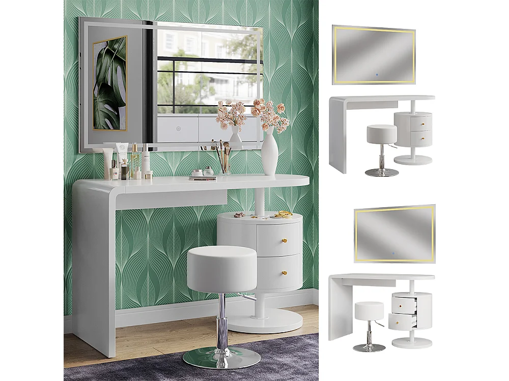 Kaptafel set met kruk wit 120x50x76 lara