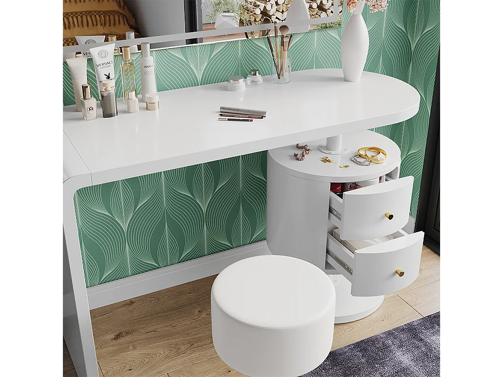 Kaptafel set met kruk wit 120x50x76 lara