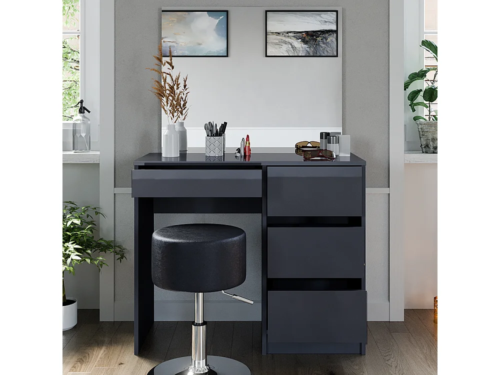 Coiffeuse anthracite haute brillance 90x40x75 sherry