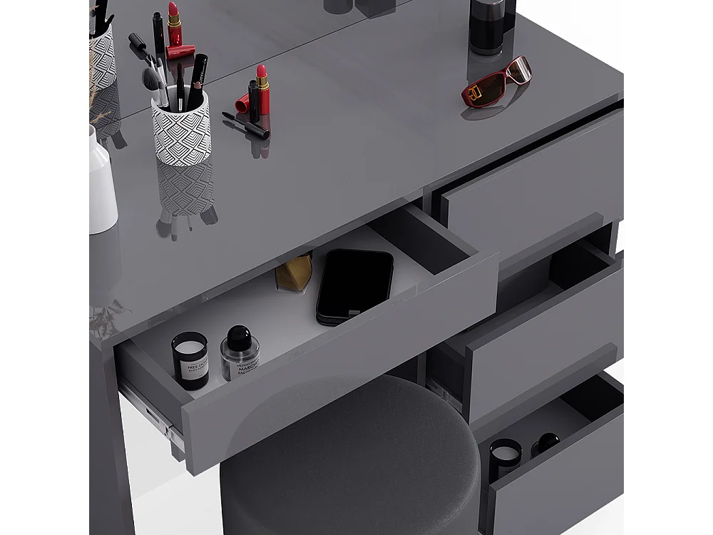 Coiffeuse anthracite haute brillance 90x40x75 sherry