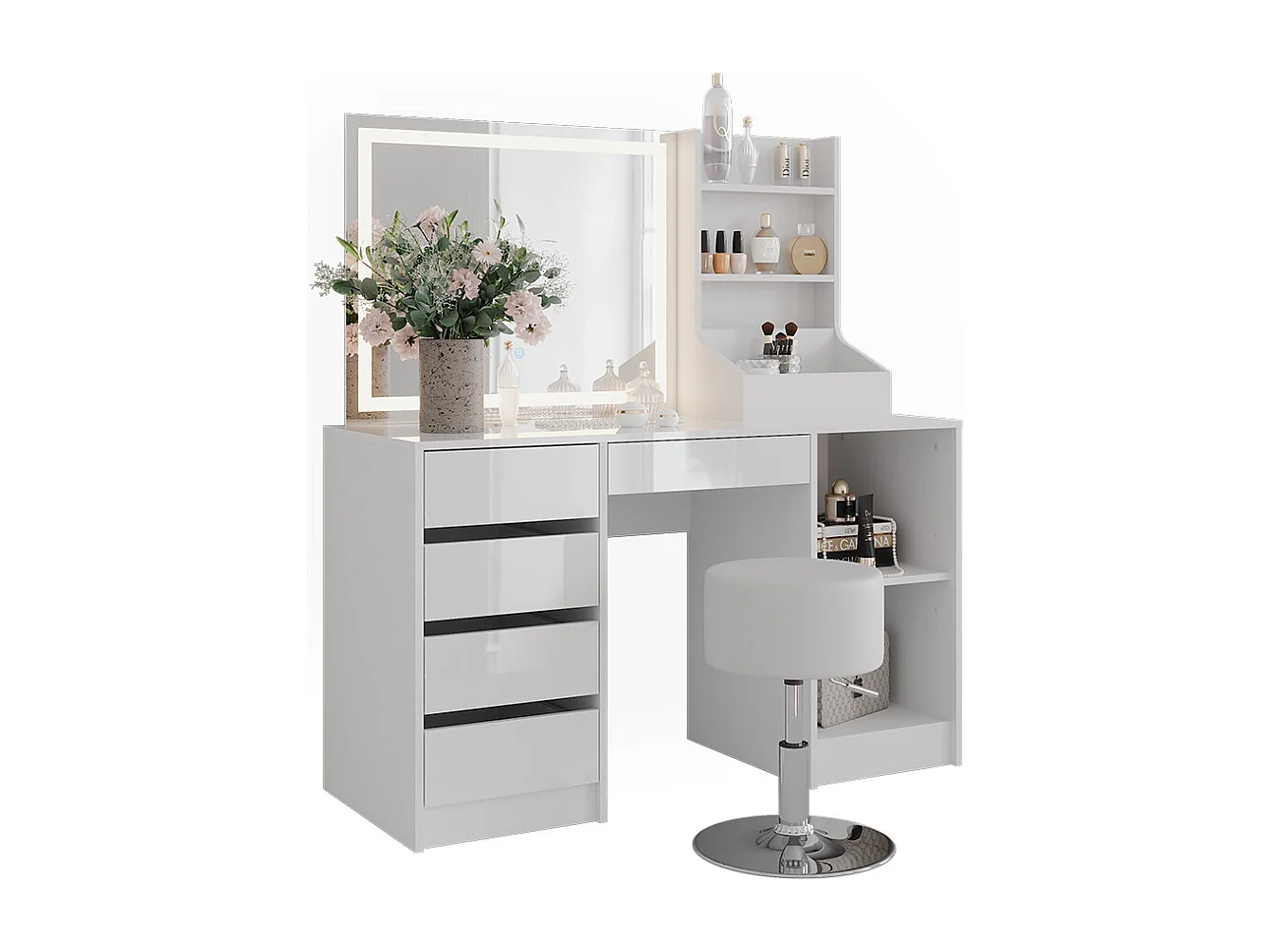 Coiffeuse blanc/blanc brillant 128.2x50.1x76 sherry